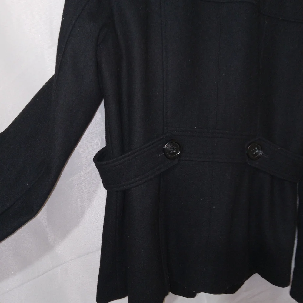 GUESS Jacket Womens Medium Double Breasted Wool Blend Pea Coat Preppy Vintage